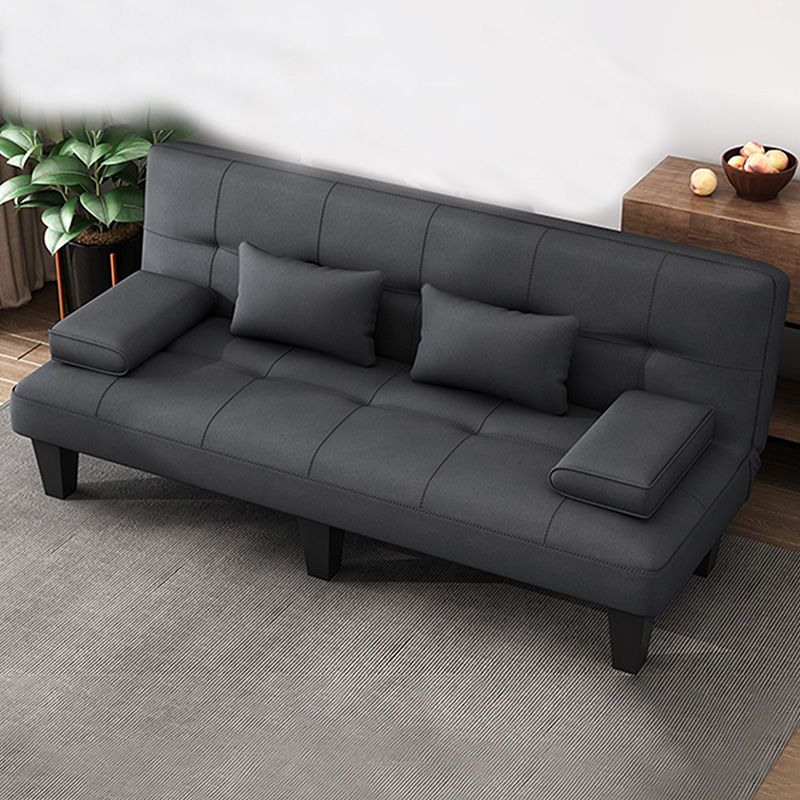 Contemporary Armless Sectional Leather Tufted Convertible Sofa for Living Room