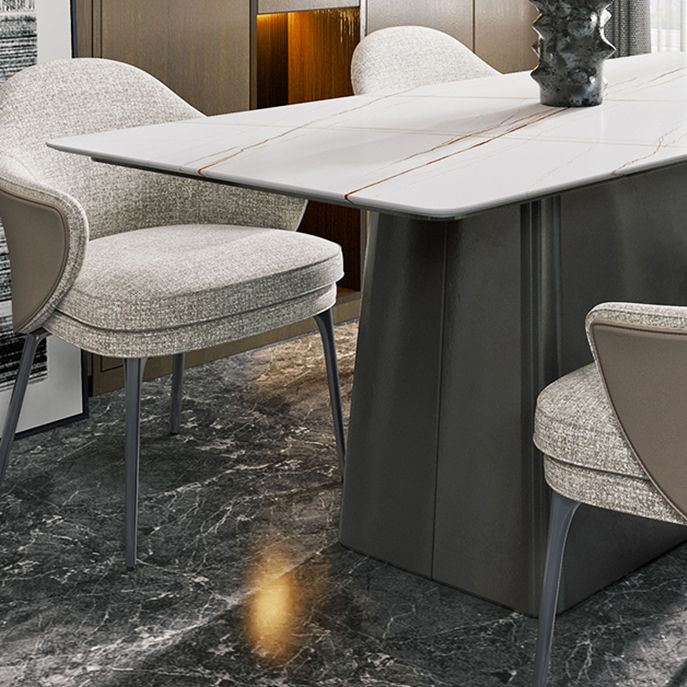 Contemporary Fabric Home Arm Chair Solid Back Matte Finish Dining Chair