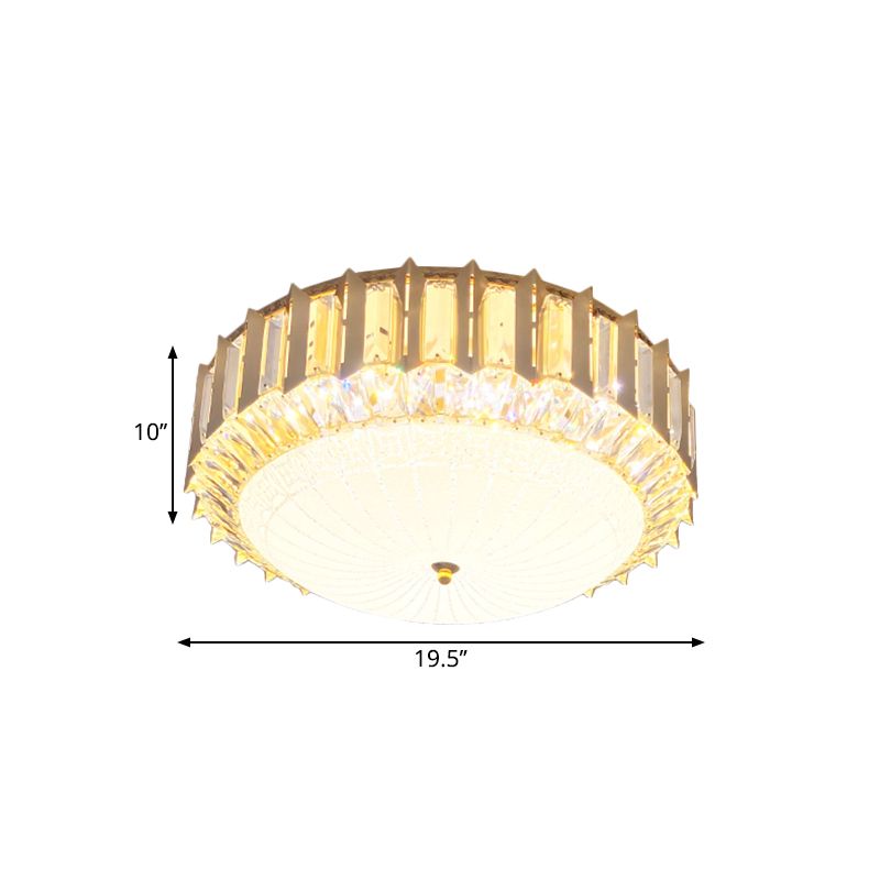 Clear Crystal Bowl Ceiling Fixture Contemporary LED Gold Flush Mount Lighting for Bedroom