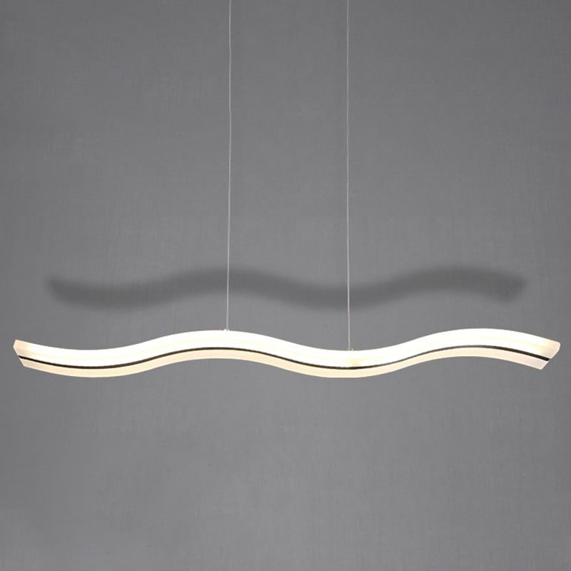 Stainless-Steel LED Island Light in Modern Simplicity Acrylic Linear Hanging Lamp for Dining Room