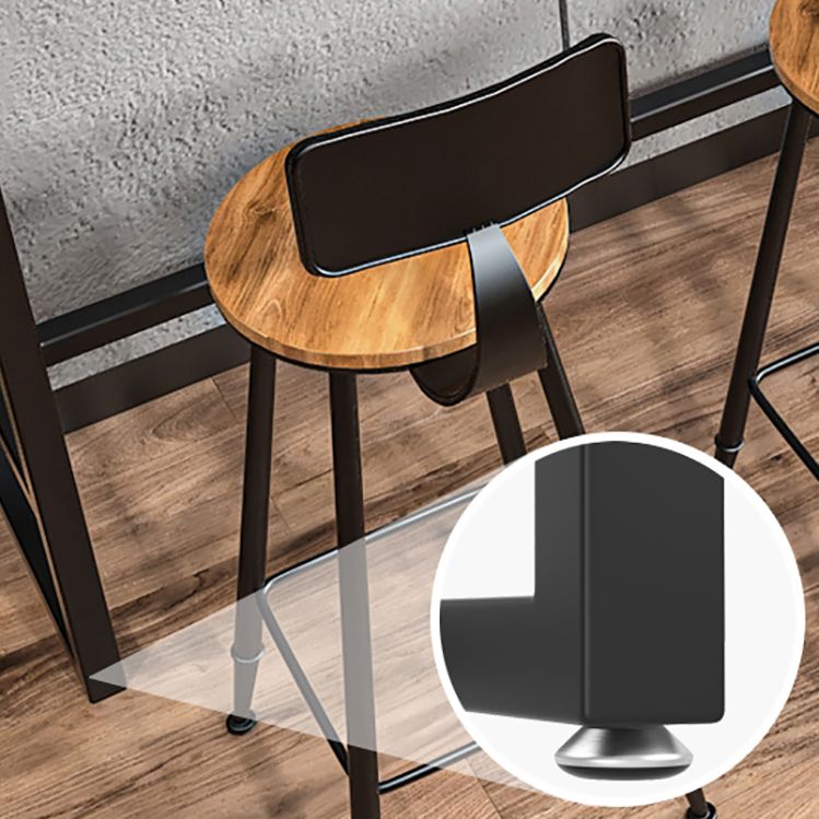 Industrial Armless Backrest Counter Stool Iron Bar Stool with Seat and Pedal