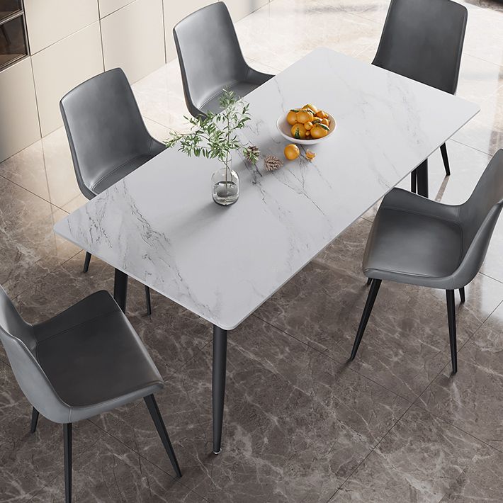 Modern Style Sintered Stone Dining Table Rectangular Dining Table with Metal Base