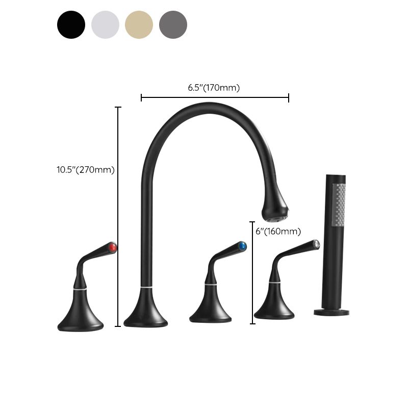 Contemporary Deck Mounted Copper Tub Faucet Low Arc Roman Tub Faucet Set