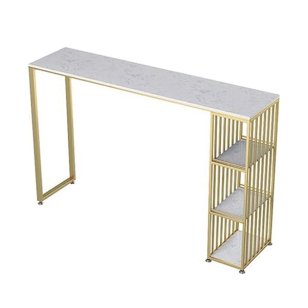 Glam Pub Table Double Pedestal Bar Height Rectangle Bar Table for Bar