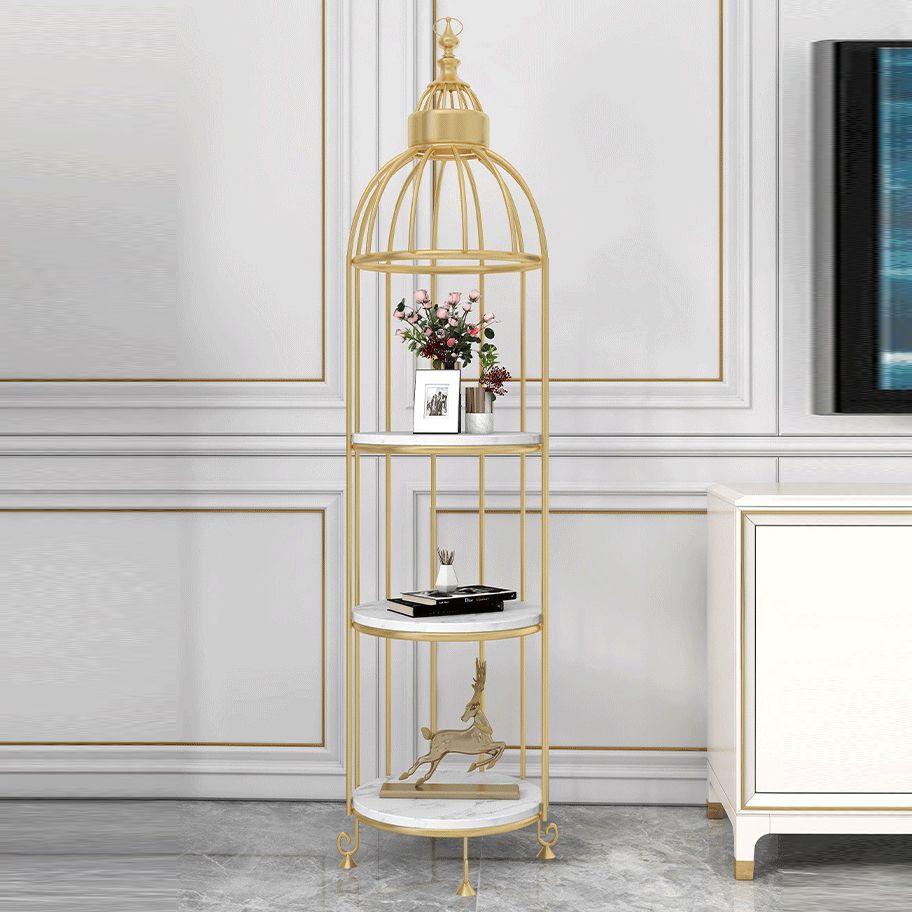 Modern Indoor Geometric Bookshelf Metal Frame Manufactured Wood Shelf Bookcase