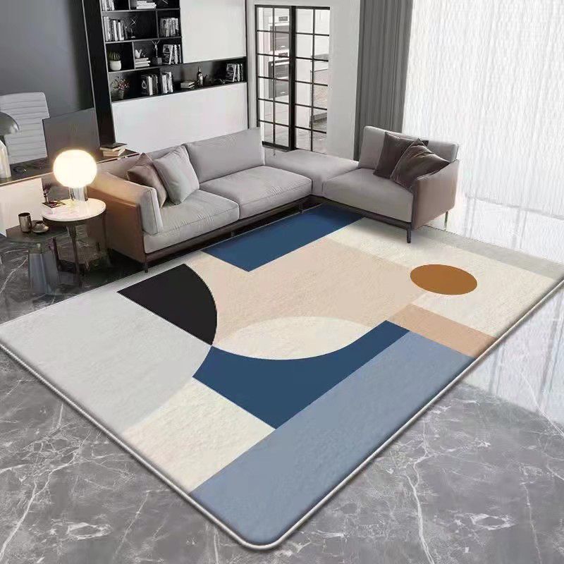Dark Brown Casual Carpet Polyester Circle Carpet Washable Carpet for Living Room