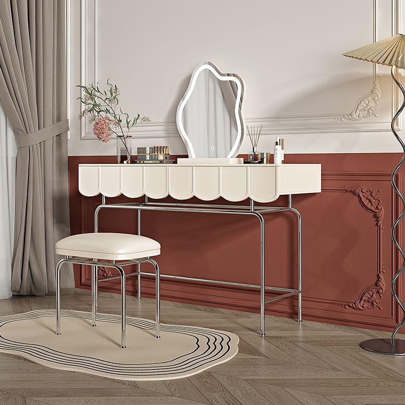 2 Drawers Stainless Steel Makeup Table Desk Vanity for Women - 29.5" H