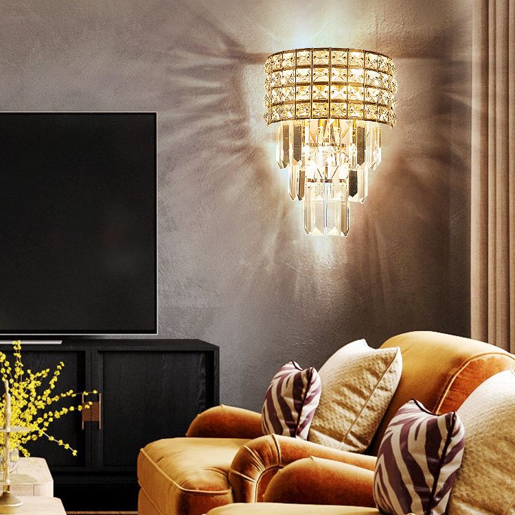 Geometrische Multi-Lights-Wandleuchten Moderner Kristallwandmontageleuchte in Gold
