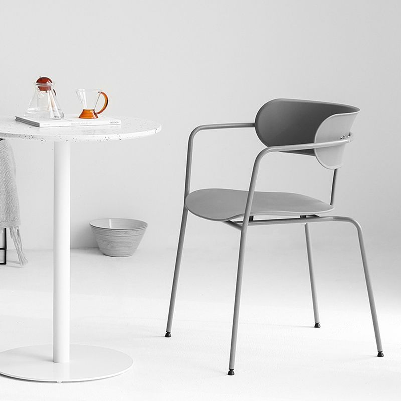 Contemporary Style Arm Chair Plastic Open Back Side Chair with Metal Base