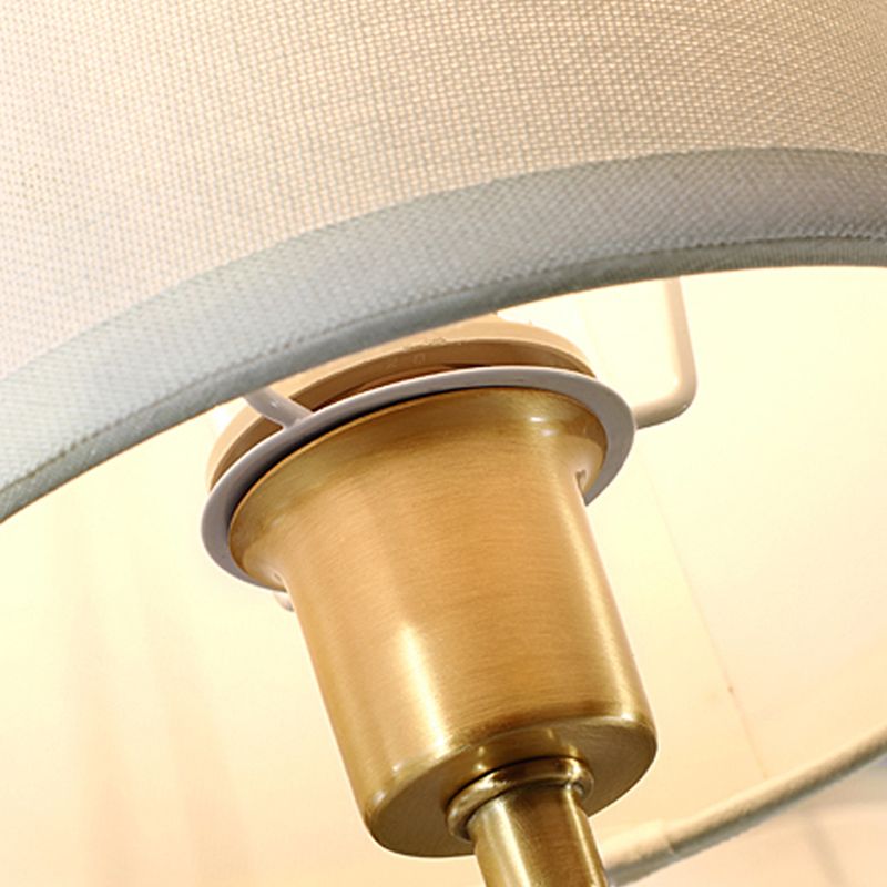 Barrel Chandelier Lighting Fixtures Traditional Multi-Head Suspension Light with White Fabric Shade