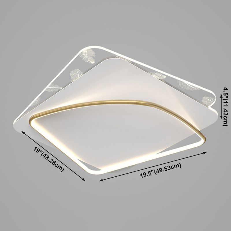 Acrylic Feather LED Flush Mount in Modern Artistic Style Aluminium Geometric Ceiling Fixture