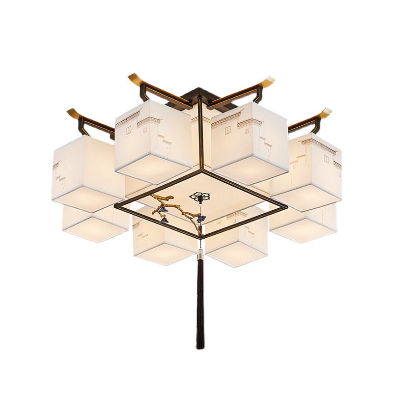Luminaire encastré en tissu multi-lumières, luminaire de montage encastré de simplicité de Style chinois