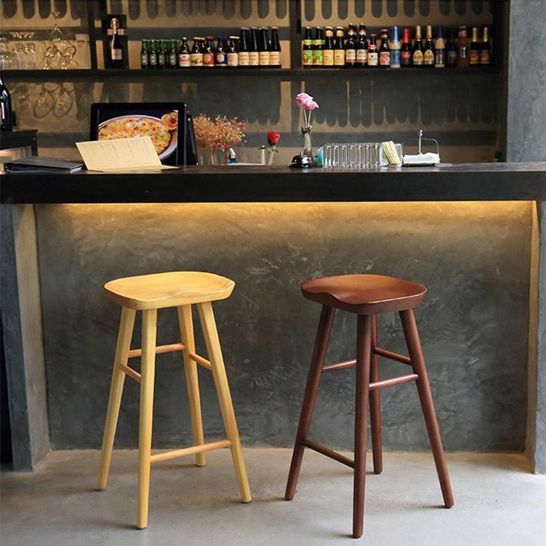 Contemporary Rectangle Bar and Counter Stool Wood Stool with 4 Legs