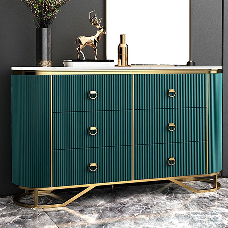 Stone Glam Storage Chest Bedroom Horizontal Chest with Drawers
