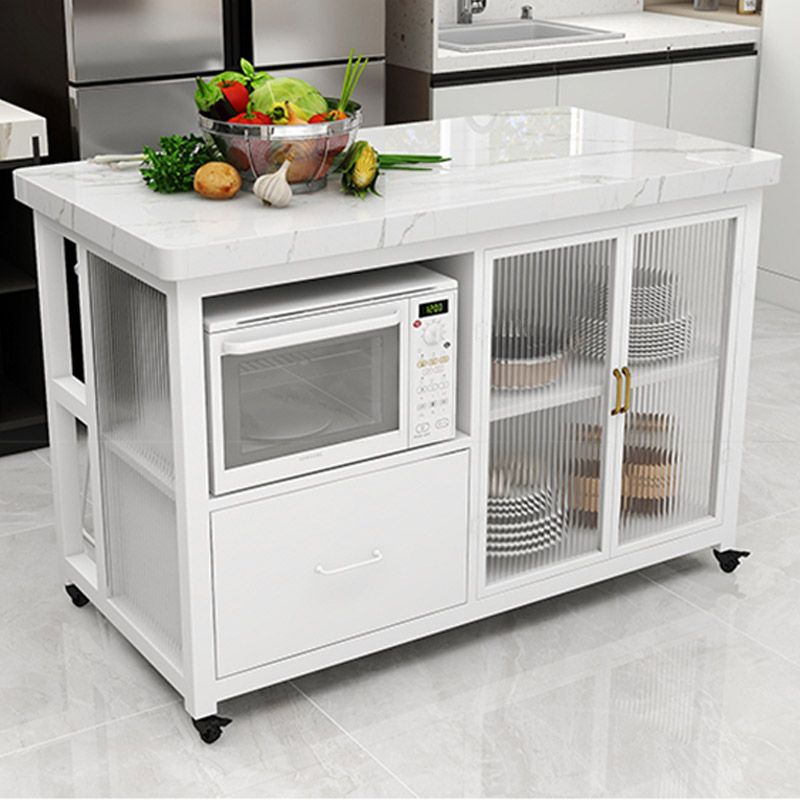 Modern Prep Table Rectangular Rolling Dining Room Kitchen Trolley