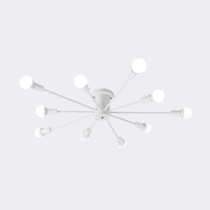 6/8/10 Heads Spoetnik Semi-Mount Verlichting Hedendaags Metaal Zwart/Wit/Goud Plafondgemonteerd Armatuur voor Slaapkamer