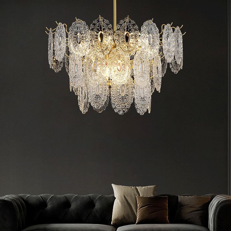 Flared Shade Hanging Light American Style Glass Chandelier Light for Living Room