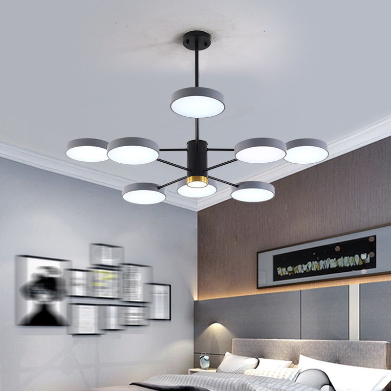 Metal Round Shape Hanging Ceiling Light Modern Style Multi Lights Hanging Light