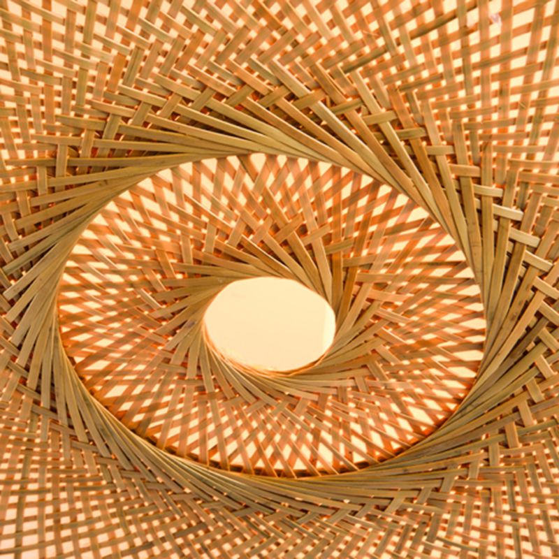 Simple Flush Mount Ceiling Light Fixtures LED Ceiling Lamp with Bamboo Shade