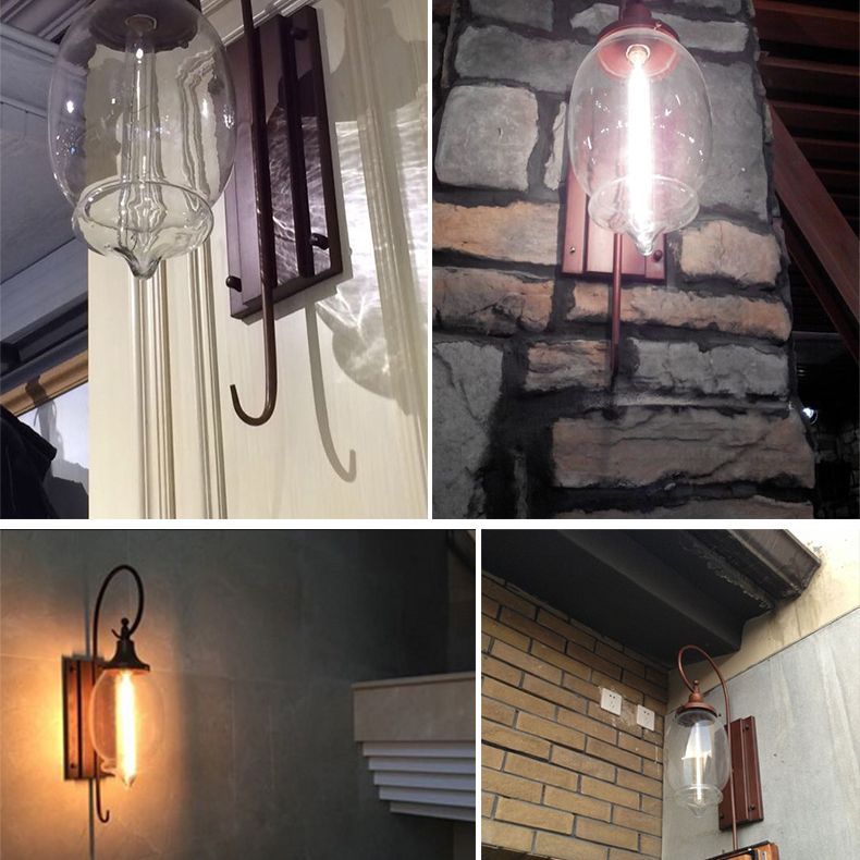 Industrial Glass Shade Wall Light Brown 26" High 1 Light Wall Sconce for Bar