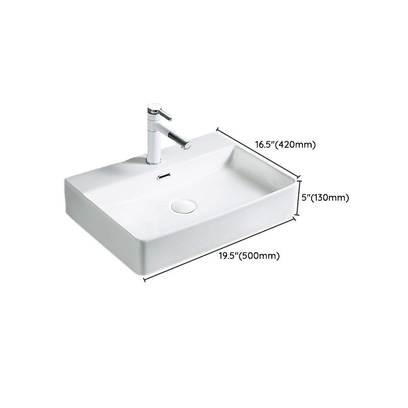Modern Vessel Bathroom Sink Porcelain with Pop-Up Drain Vessel Sink without Faucet