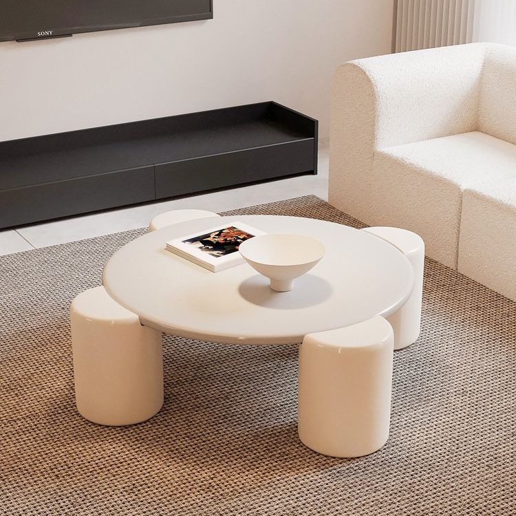 Modern Round Solid Wood Coffee Table with 4 Legs Coffee Or End Table
