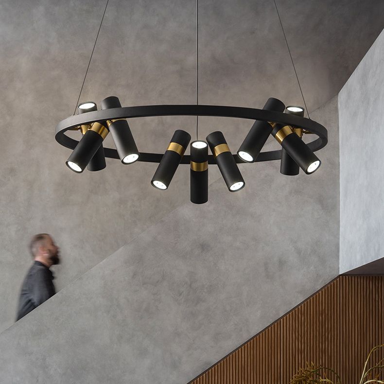 Multi Light Chandelier Metal Postmodern Black Pendant Lighting Fixtures for Bedroom