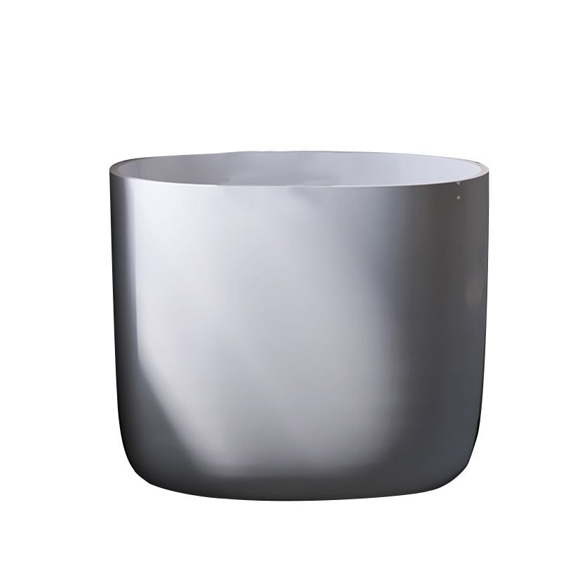 Modern Ellipse White Acrylic Bathtub Back to Wall with Drain Bath Tub