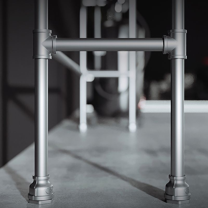 Industrial Black Wood Bar Table with Rectangle Table Top Silver Trestle Table - 42" H