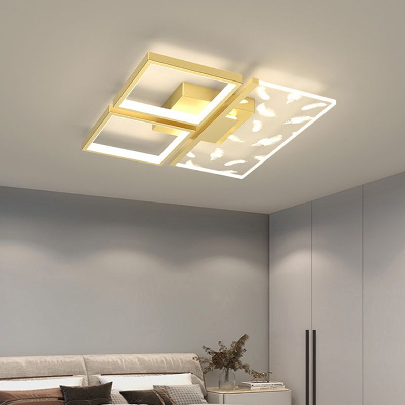 Slaapkamer LED-inbouwlamp Minimalistische gouden plafondlamp met geometrische acrylkap