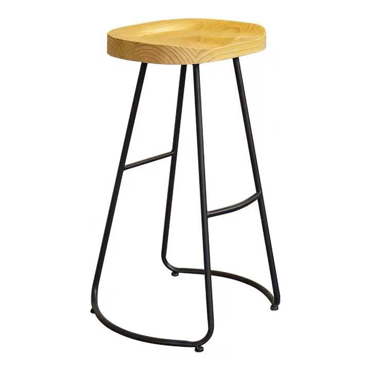 Modern Saddle Seat Bar Stool Wood and Metal Indoor Counter-height Stool
