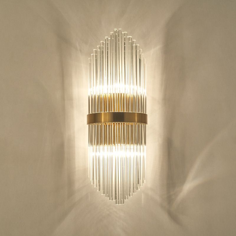 2-Light Golden Contemporary Crystal Unique Shaded Bathroom Vanity Light