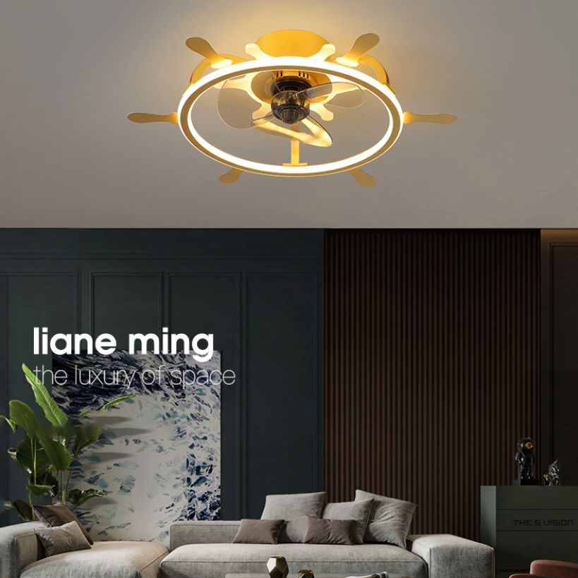 Kinderled semi -spoeling licht armatuur lusvormige plafondventilator lamp met acrylschaduw voor slaapkamer