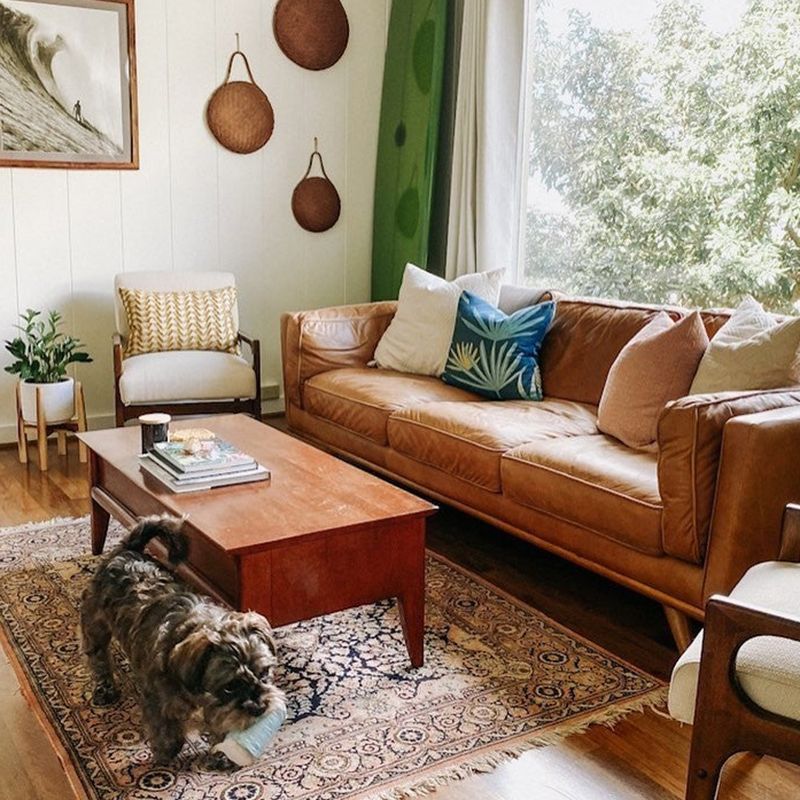 Fabric Pillow Top Arm Sofa 31.5"High Cushion Back Sectional Sofa,Brown