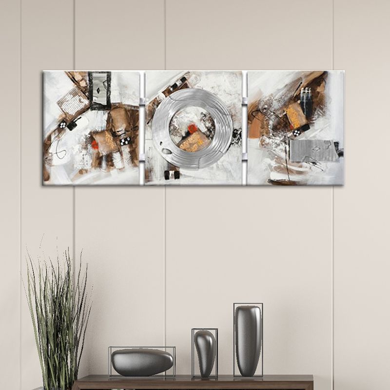 Light Brown Abstract Painting Textured Surface Modern Sitting Room Wall Art