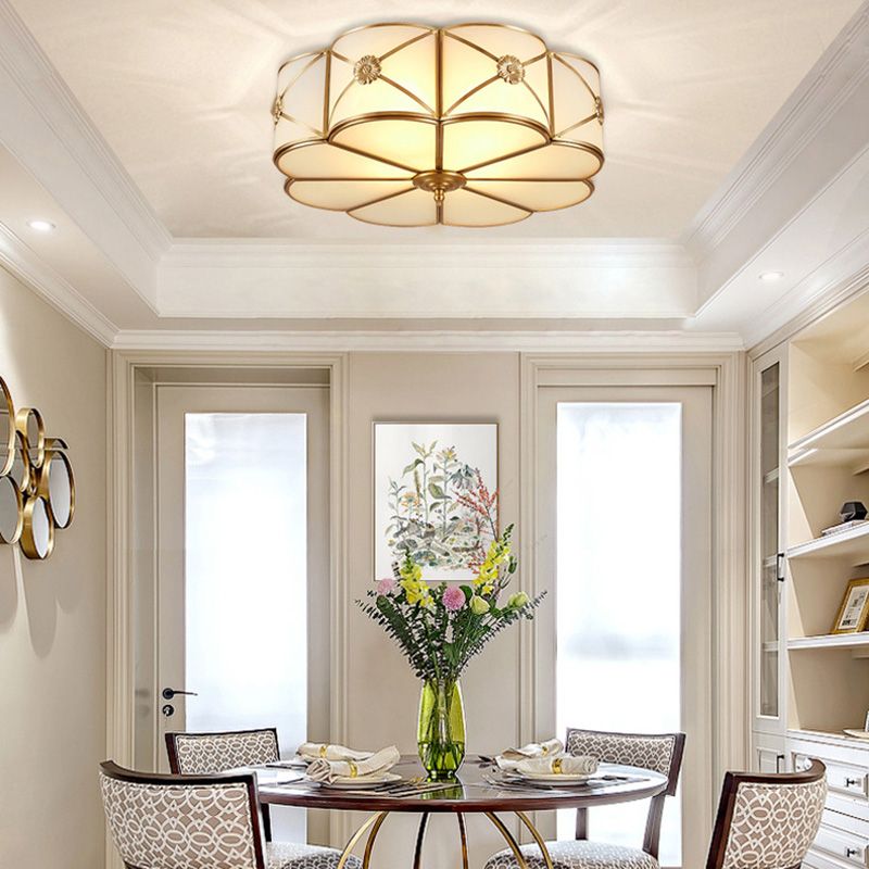 Verre Laiton Près du Plafonnier Clover Plafonnier Traditionnel Encastré