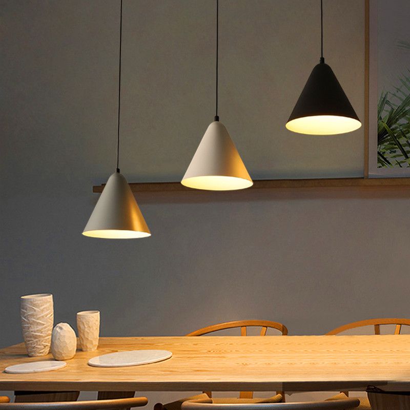 Moderne creatieve kegel hanger licht smeedijzeren macaron hangende lamp voor eetkamer