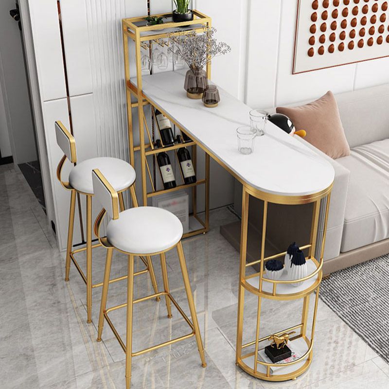 Table à manger à barre de pierre blanc glamour