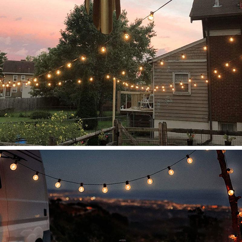 Black G40 Bulb Solar String Light Art Decor Plastic LED Festive Lighting for Courtyard