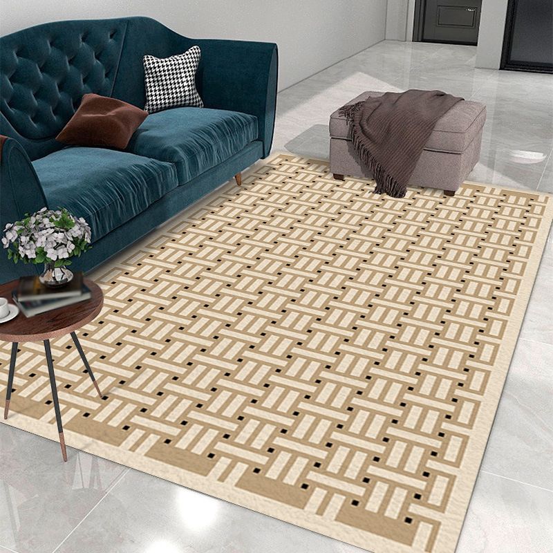 Casual Living Room Carpet Polyester Trendy Area Rug Non-Slip Backing Indoor Rug