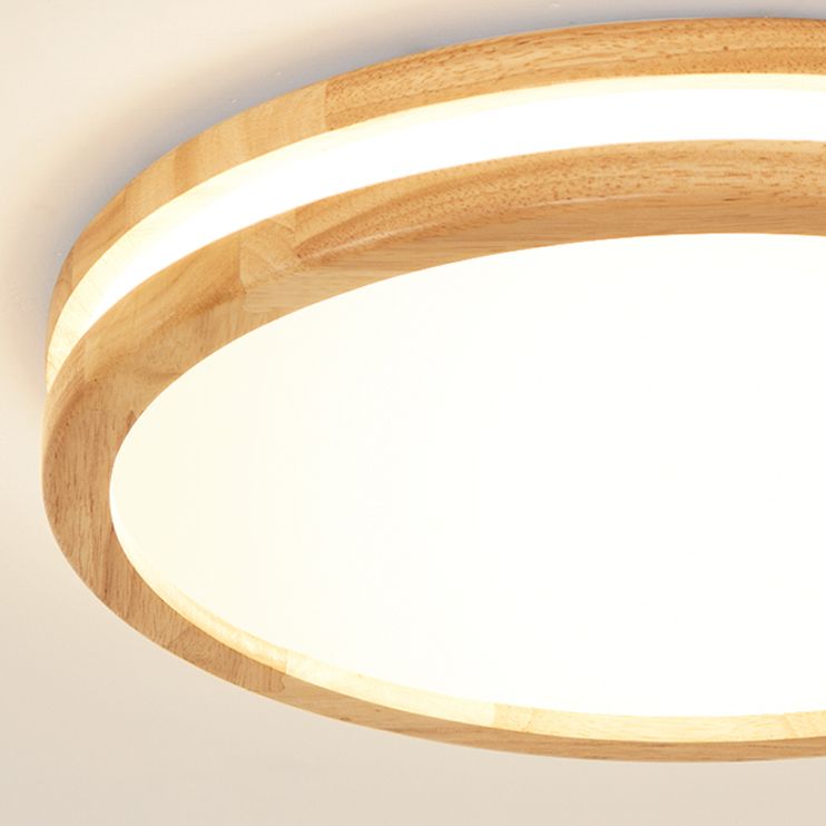 Lámpara de techo incorporada de madera geométrica moderna lámpara de techo incorporada de una sola luz, marrón