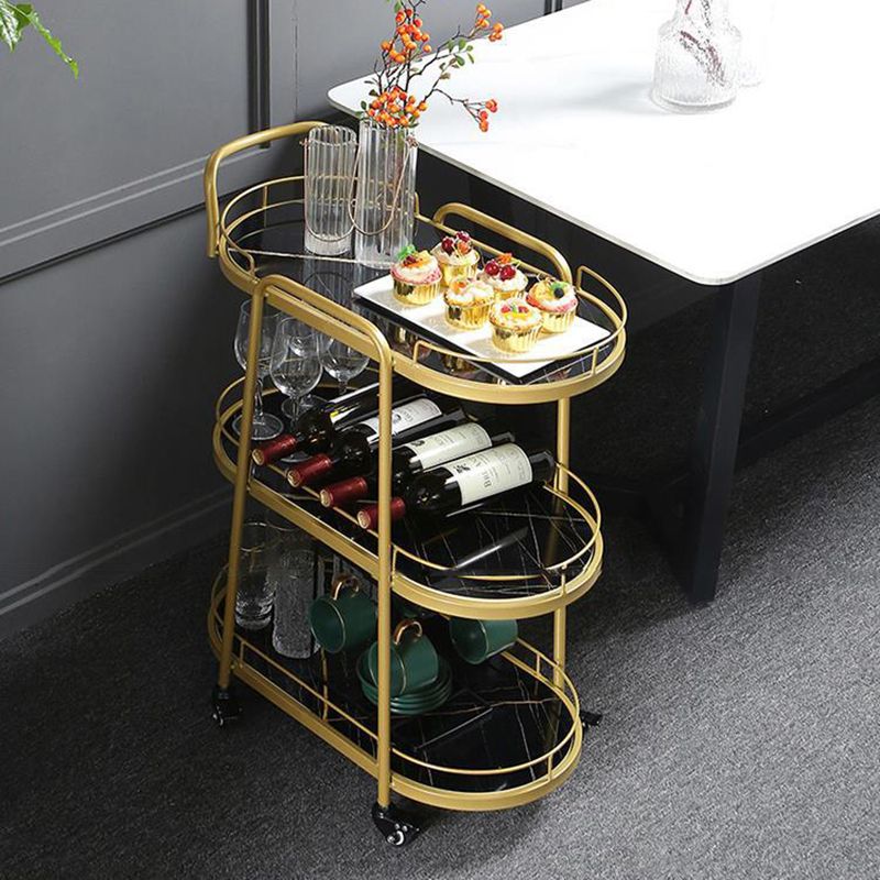 Contemporary Style Oval Prep Table Rolling Metal Prep Table for Home