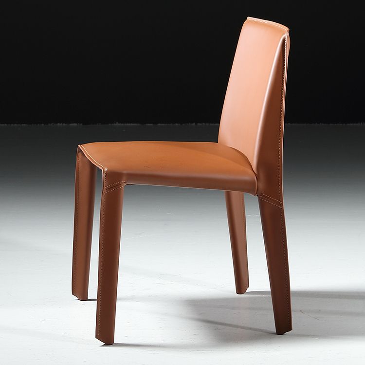 Contemporary Side Chair Metal Solid Back Dining Chair for Indoor