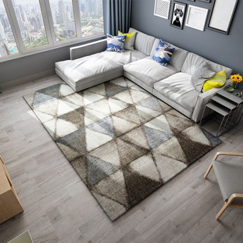 Nordic Geometric Pattern Rug Multi-Color Polypropylene Carpet Anti-Slip Washable Stain Resistant Rug for Great Room