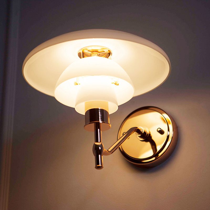 Modern Metal LED Flush Mount Wall Sconce 1-Light Wall Sconce Lights with Grass Shade