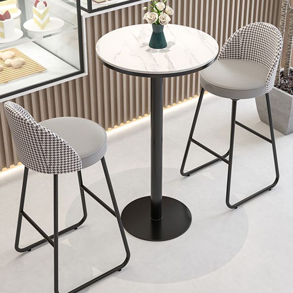 Restaurant Modern Bucket Counter Bar Stool Leather and Metal Counter-height Stool