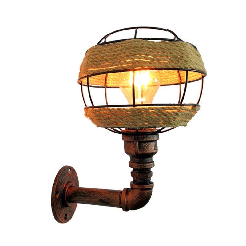 Globe Metal Sconce Industrial 1 Ligera Ligera de la pared de la sala de estar en cobre desgastado