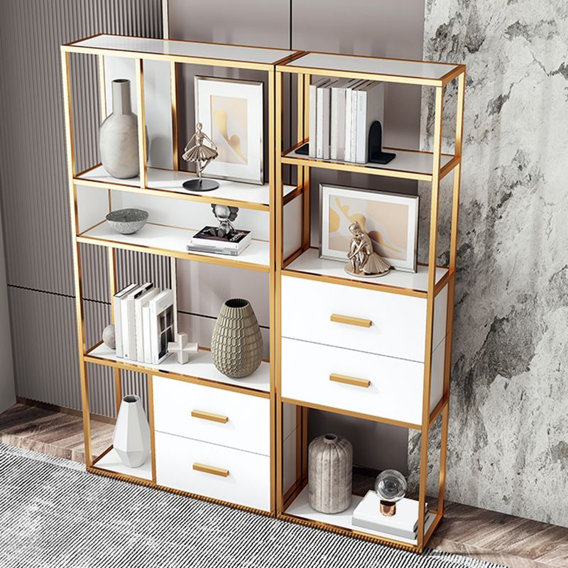 78.74"H Bookshelf Contemporary Style Bookcase with 2 Drawers for Home Office