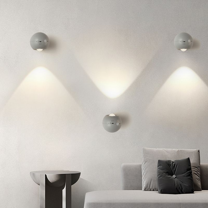 Contemporary Metal Ball Shape Wall Light with Plastic Shade for Living Room