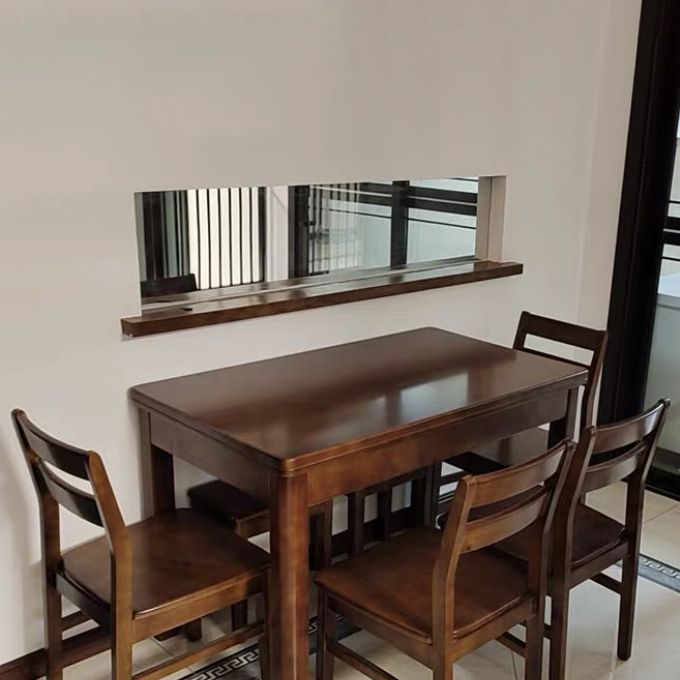 Fixed Traditional Solid Wood Top Kitchen Table Set of Brown Legs Base for Dining Room